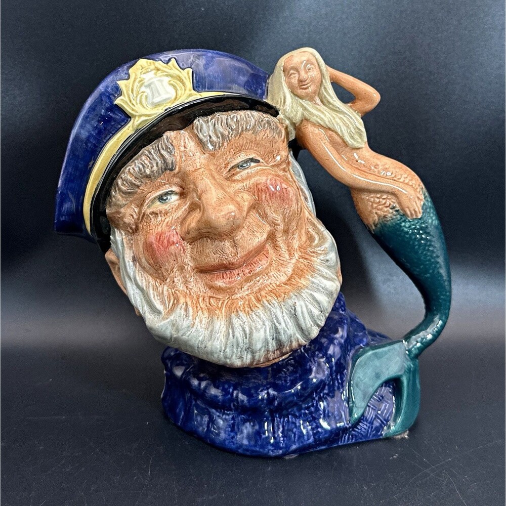 Royal Doulton Old Salt Toby Jug Pitcher D6551 Mermaid Handle 7,5" England VTG